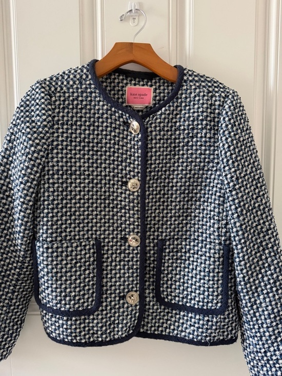kate spade Jackets & Blazers - kate spade navy and white tweed blazer